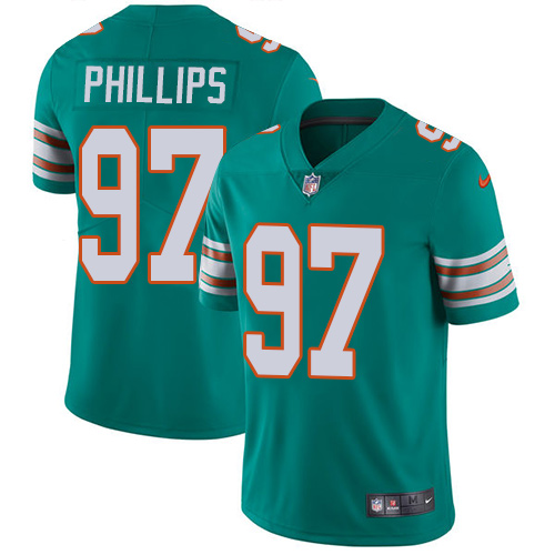 Nike Dolphins #97 Jordan Phillips Aqua Green Alternate Men's Stitched NFL Vapor Untouchable Limited Jersey - Click Image to Close